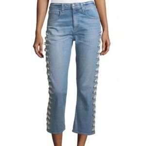 Veronica Beard Tie Up Sides Cropped Jeans